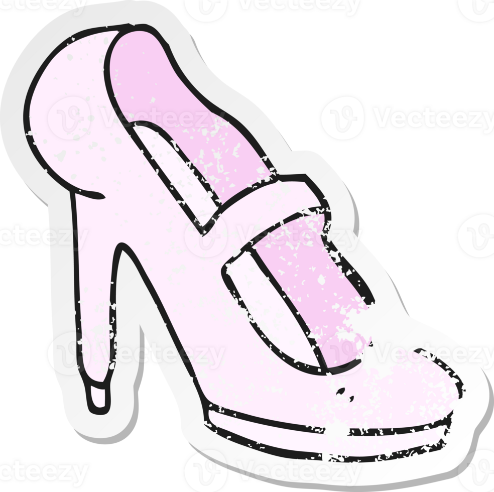 retro distressed sticker of a cartoon high heeled shoe png