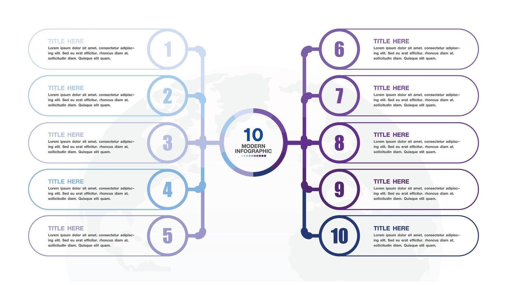 Infographic process design with icons and 10 options or steps. vector