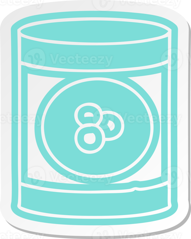 cartoon sticker of a can of peaches png