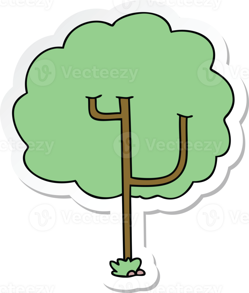 sticker of a quirky hand drawn cartoon tree png