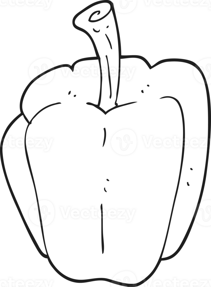 hand drawn black and white cartoon pepper png