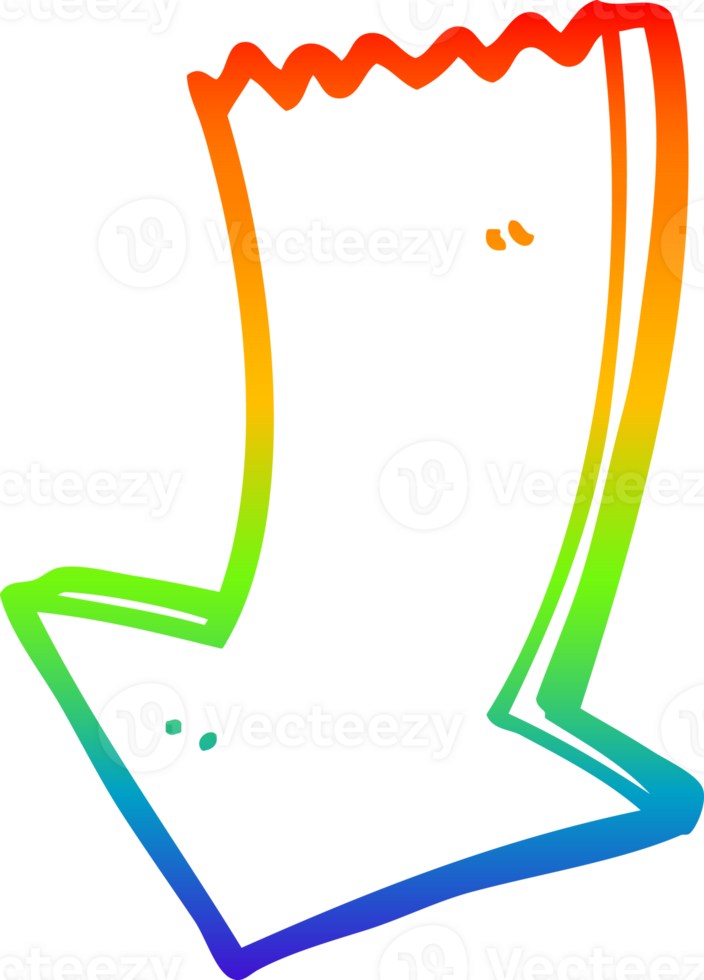 rainbow gradient line drawing of a cartoon pointing arrow png