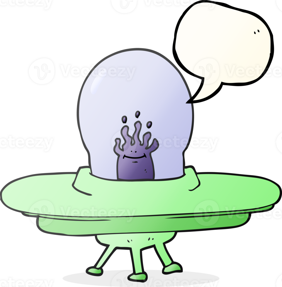 hand drawn speech bubble cartoon flying saucer png
