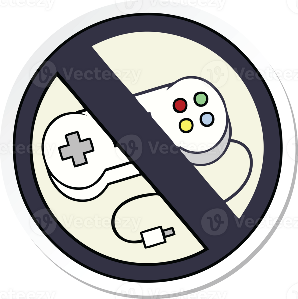sticker of a cute cartoon no gaming sign png