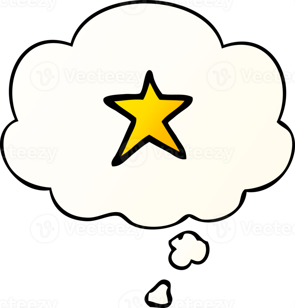 cartoon star symbol with thought bubble in smooth gradient style png