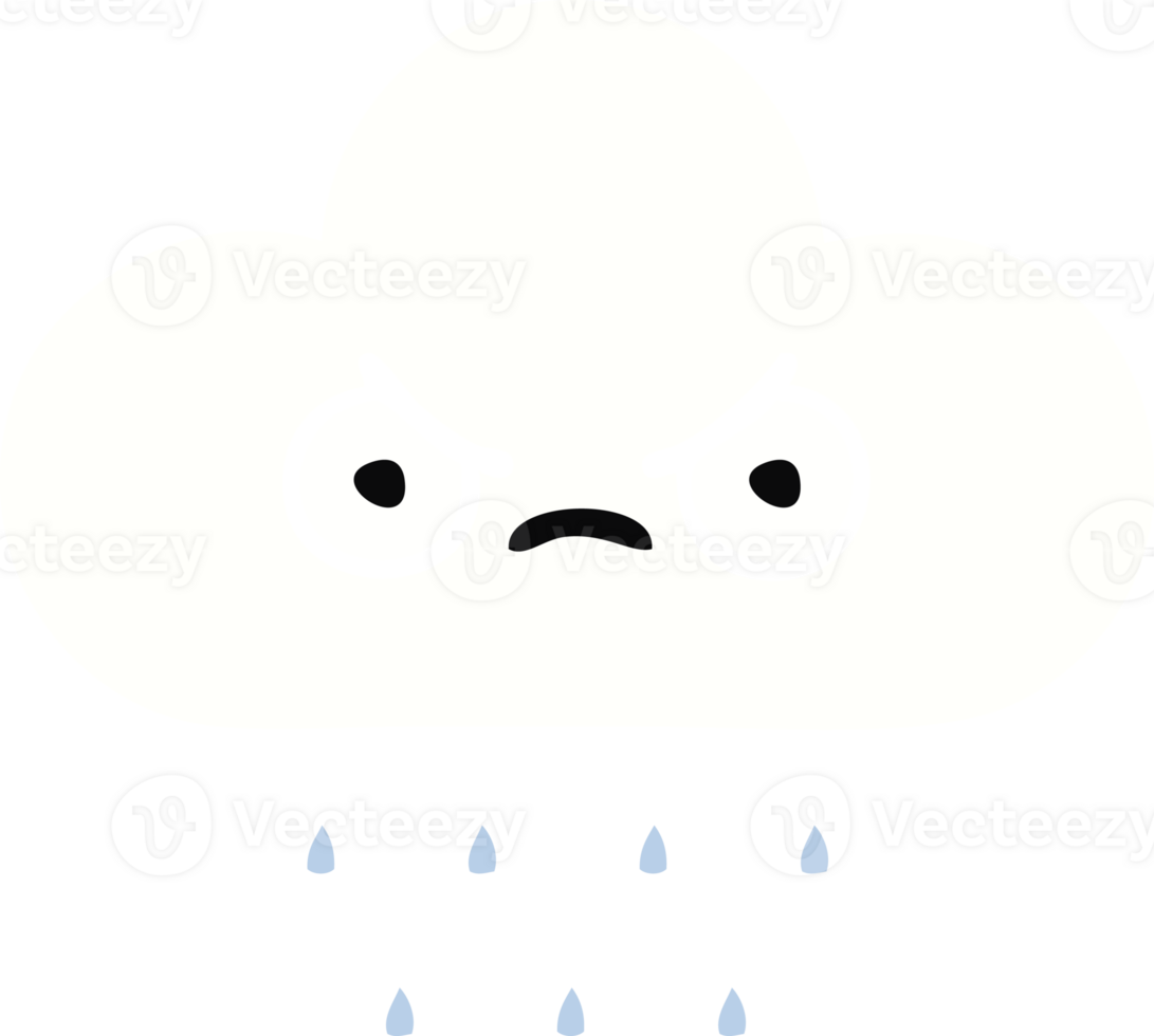 flat color retro cartoon of a rain cloud png