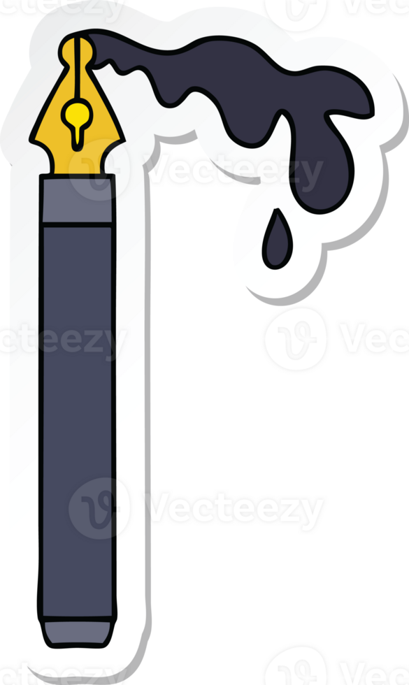 sticker of a quirky hand drawn cartoon ink pen png