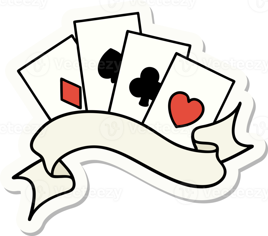 sticker of tattoo in traditional style of cards and banner png