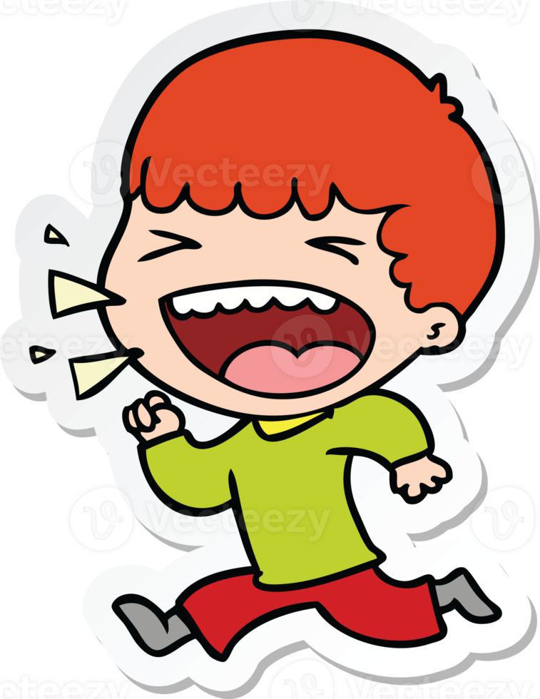 sticker of a cartoon laughing man png