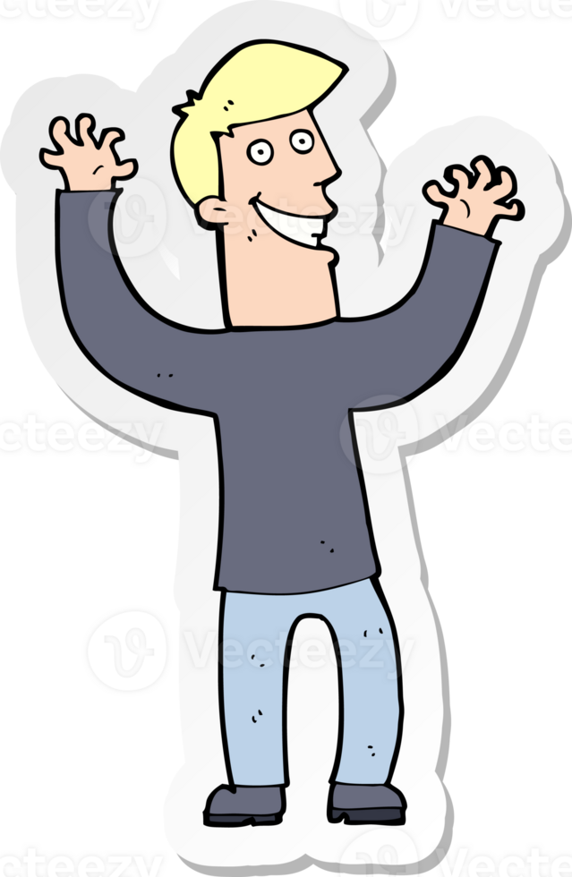 sticker of a cartoon excited man png