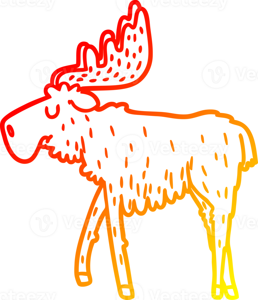 warm gradient line drawing of a cartoon moose png