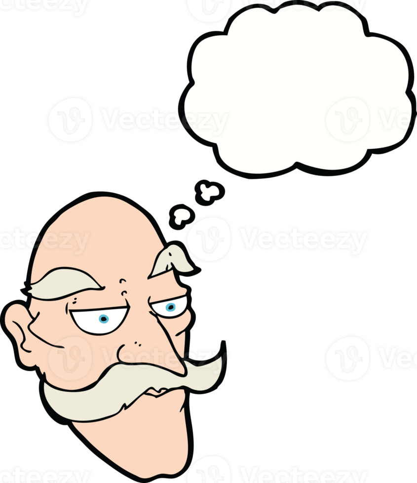 cartoon old man face with thought bubble png