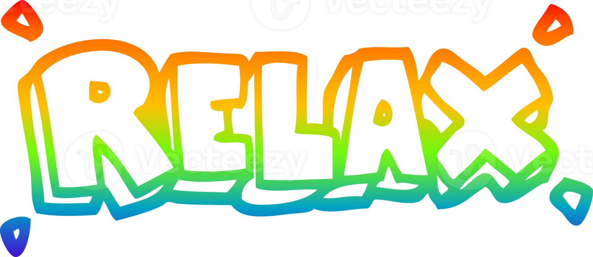 rainbow gradient line drawing of a cartoon relax symbol png