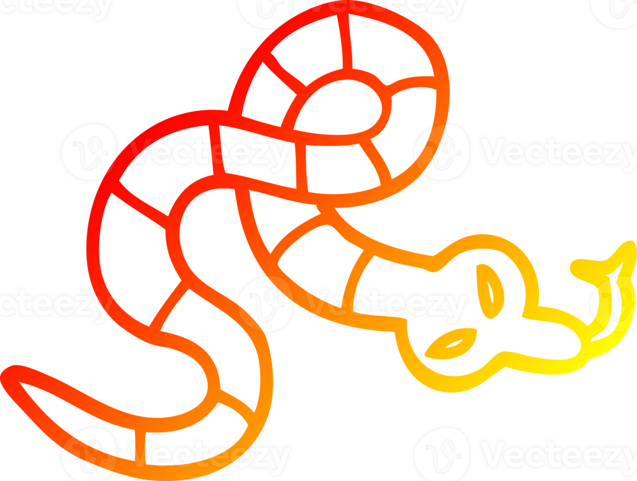 warm gradient line drawing of a cartoon poisonous snake png