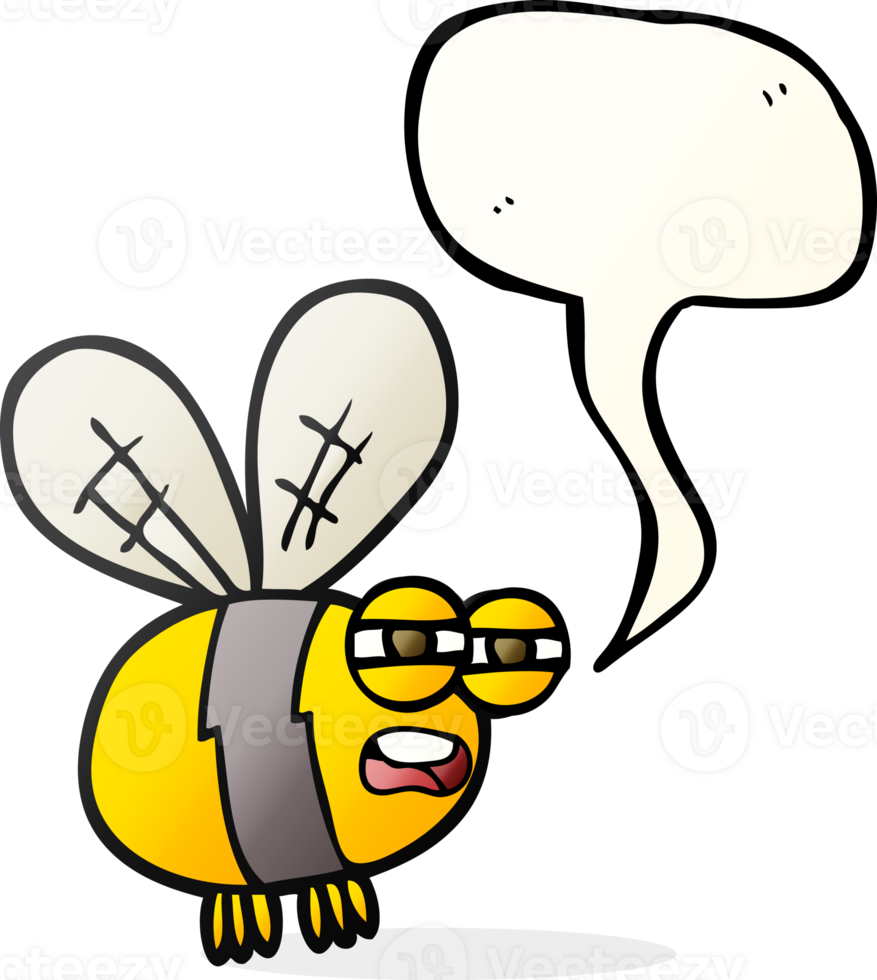 hand drawn speech bubble cartoon bee png