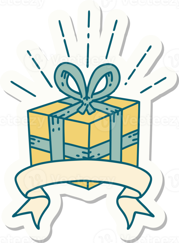 sticker of a tattoo style christmas present png