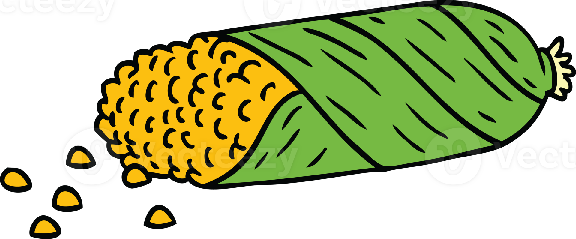 hand drawn cartoon doodle of fresh corn on the cob png