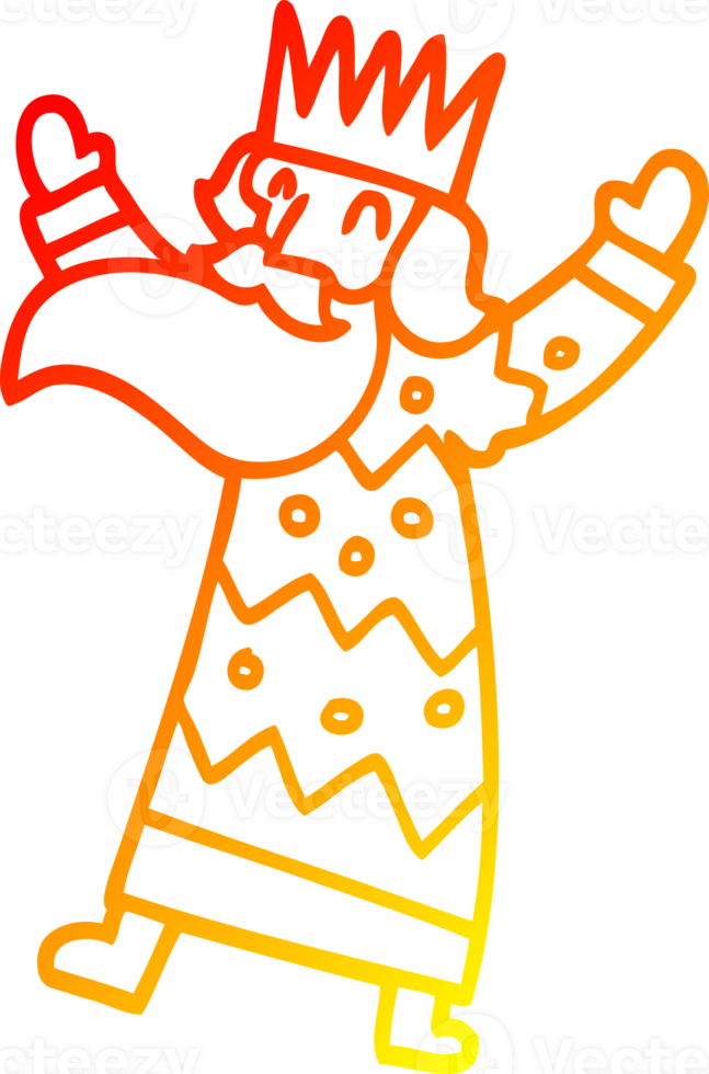 warm gradient line drawing of a cartoon jolly king png