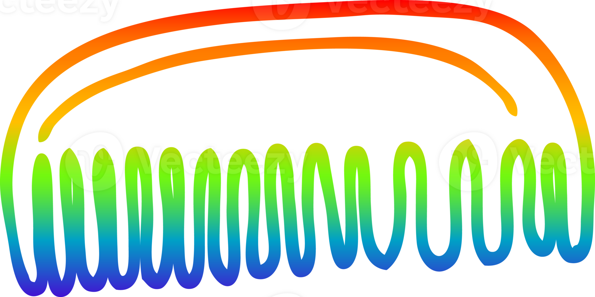 rainbow gradient line drawing of a cartoon plastic comb png