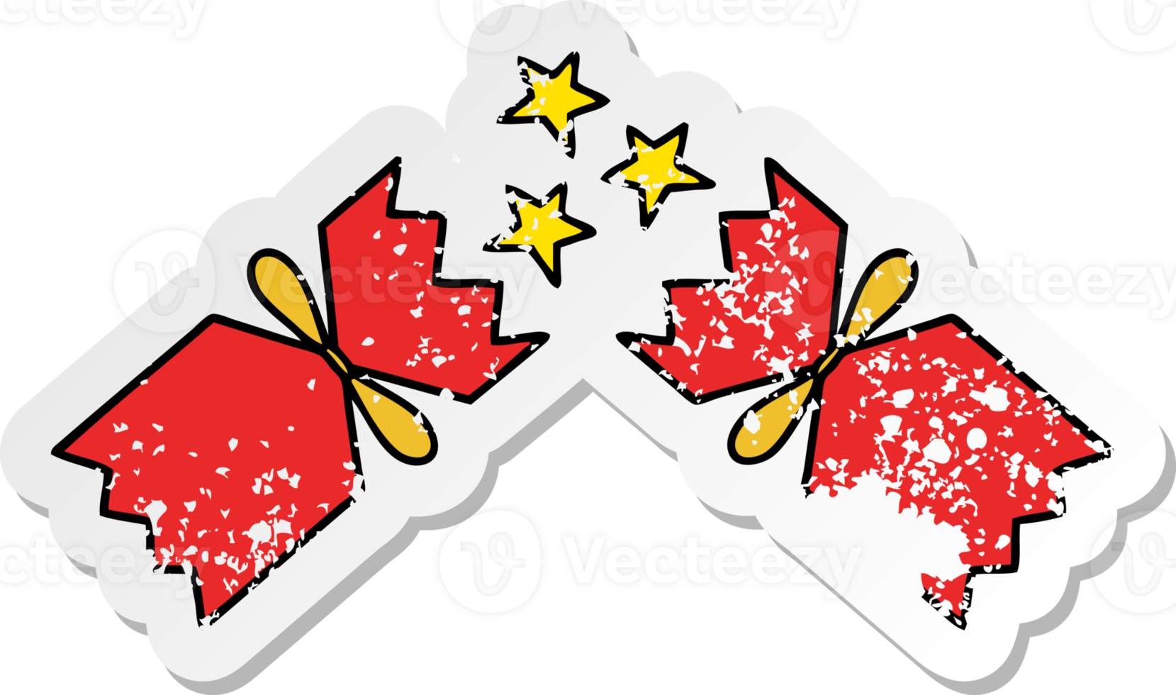 distressed sticker of a cute cartoon christmas cracker png