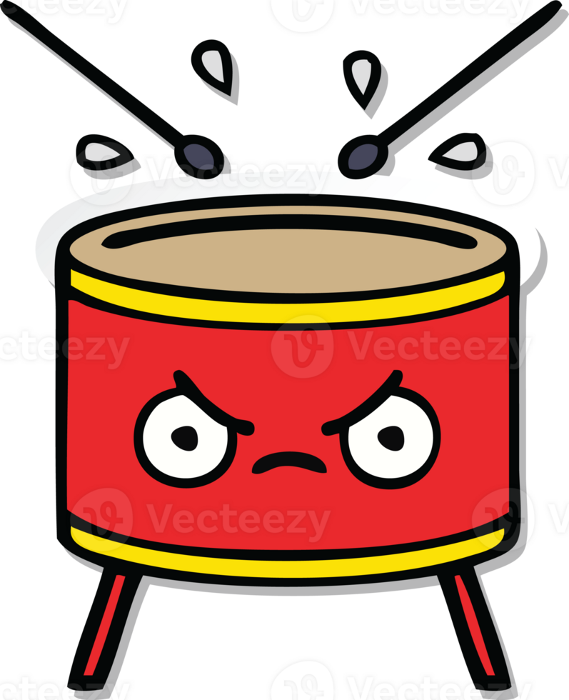 sticker of a cute cartoon drum png