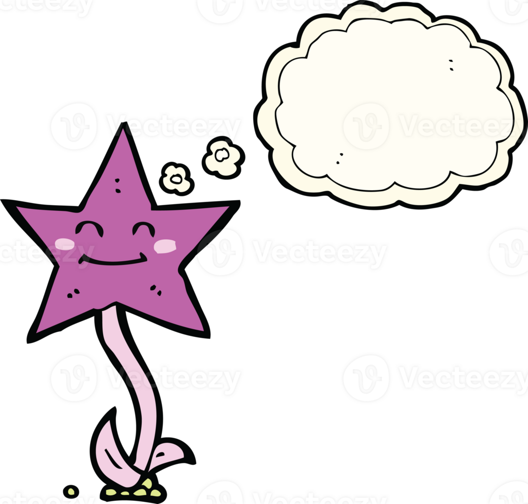 cartoon star flower with thought bubble png