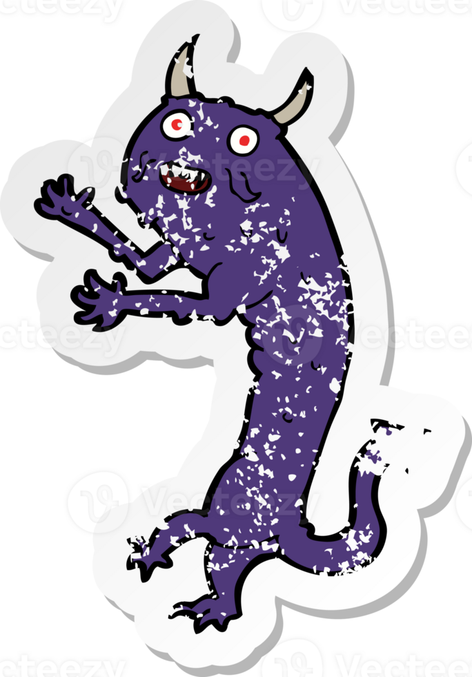 retro distressed sticker of a cartoon devil png
