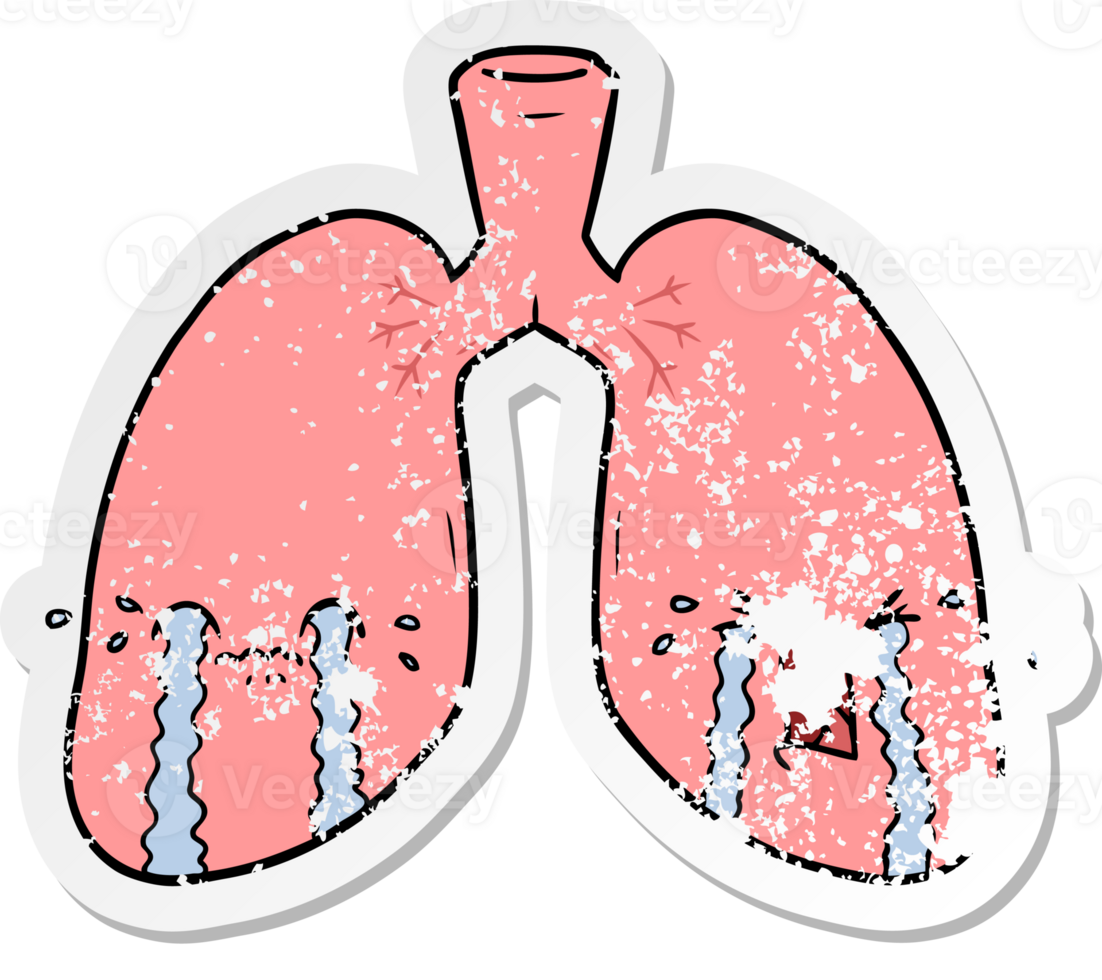 vinheta angustiada de um pulmão de desenho animado chorando png
