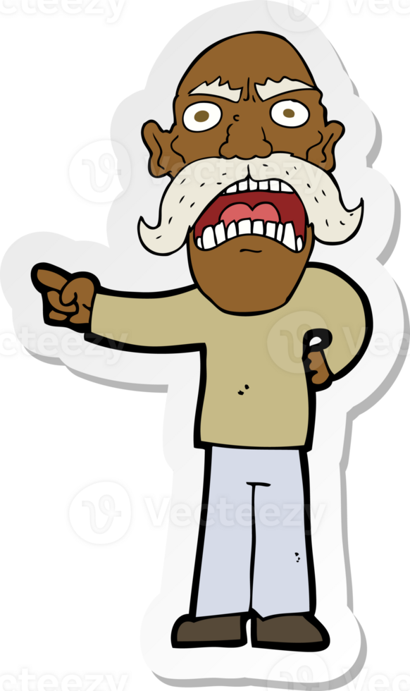 sticker of a cartoon angry old man png