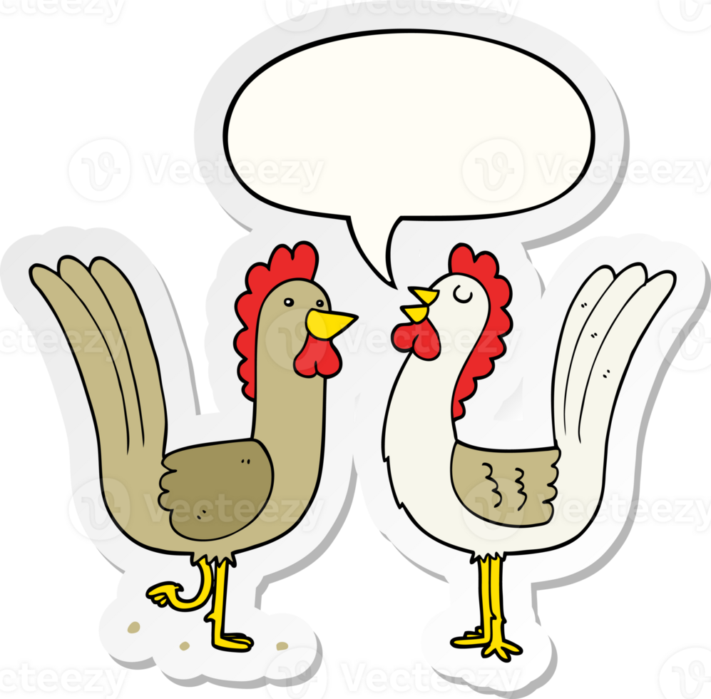 cartoon chickens with speech bubble sticker png