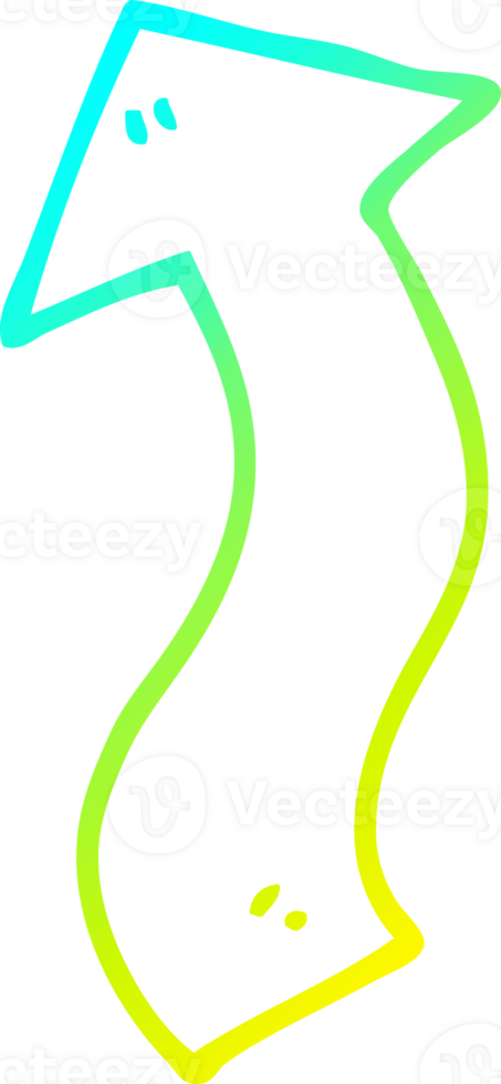 cold gradient line drawing of a cartoon directing arrow png