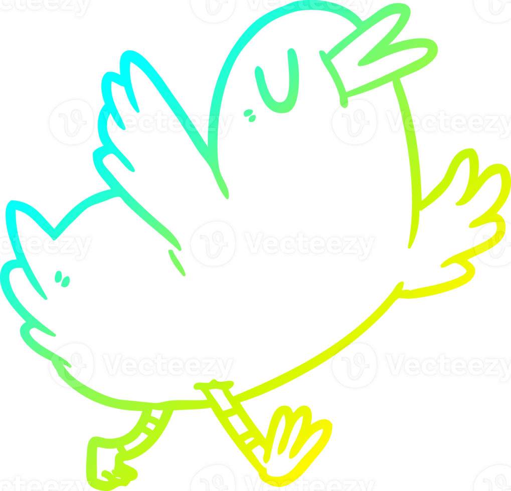 cold gradient line drawing of a happy bird png