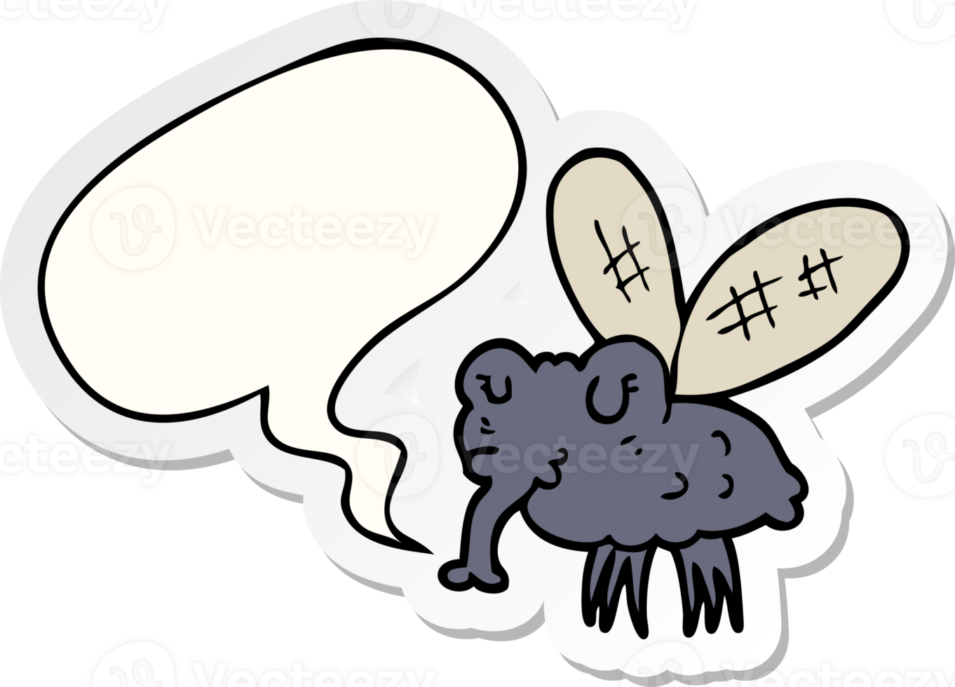 cartoon fly with speech bubble sticker png
