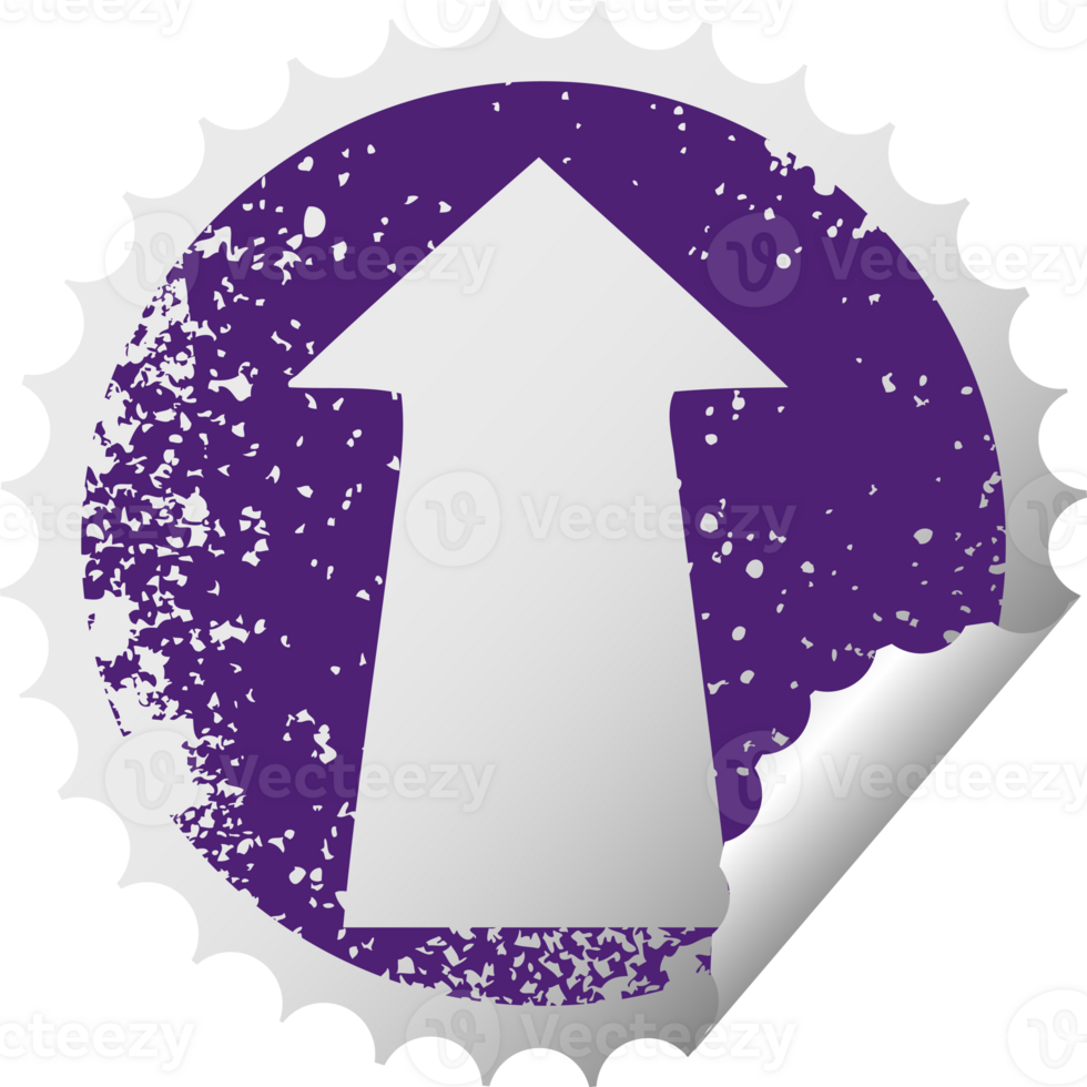 distressed circular peeling sticker quirky symbol arrow png