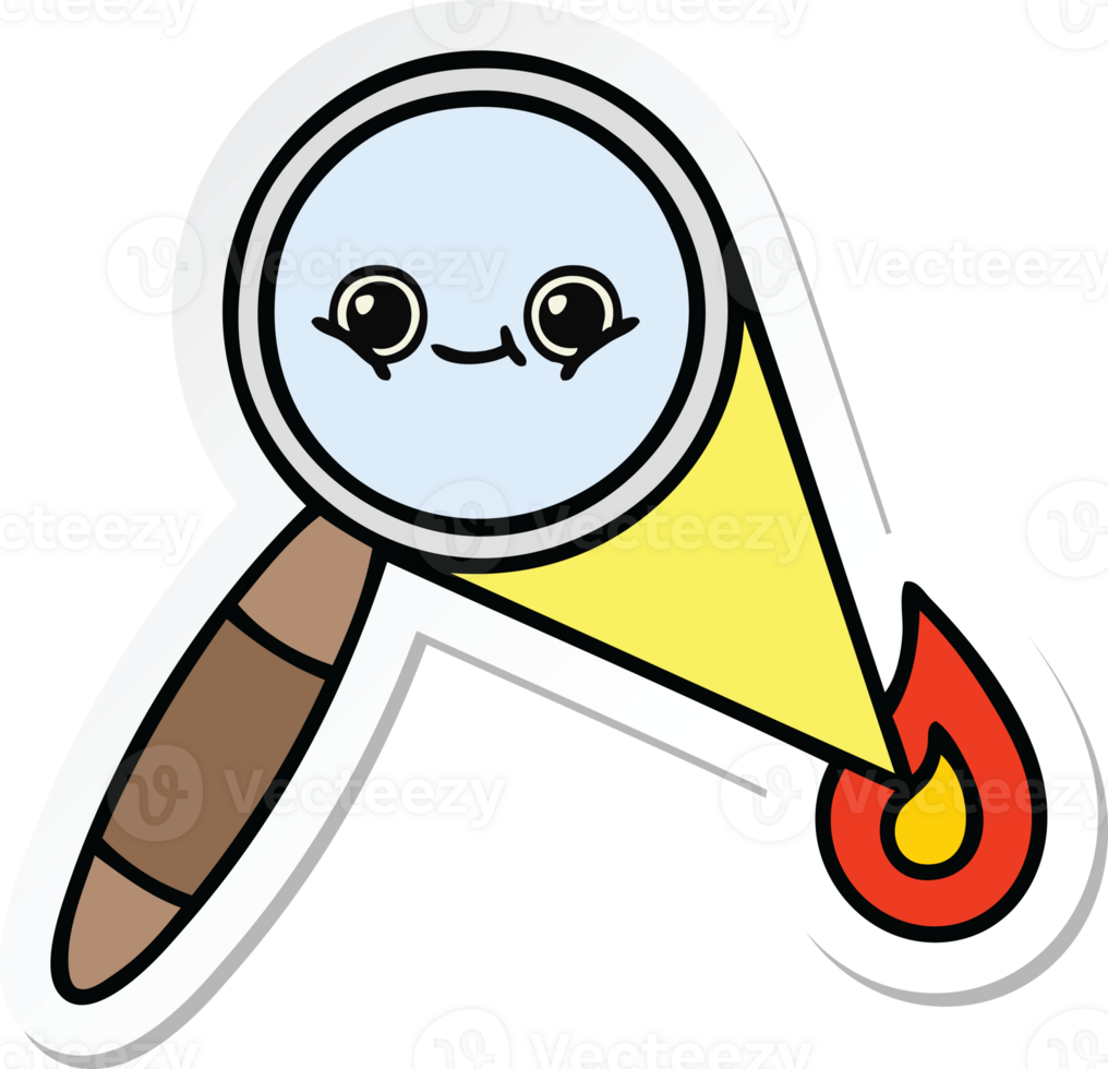 sticker of a cute cartoon magnifying glass png