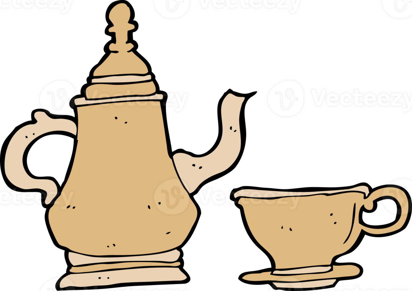 cartoon coffee pot and cup png
