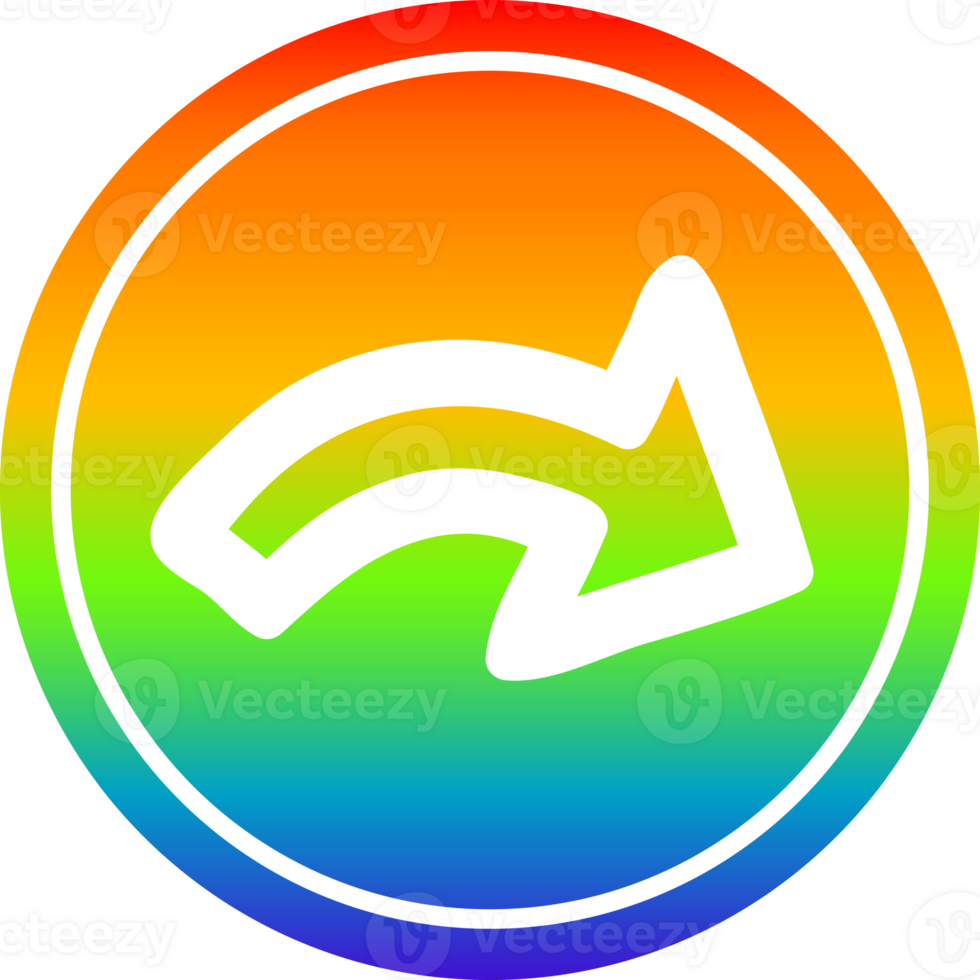 direction arrow circular icon with rainbow gradient finish png