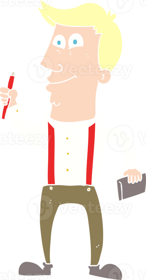 flat color illustration of man with notebook and pen png