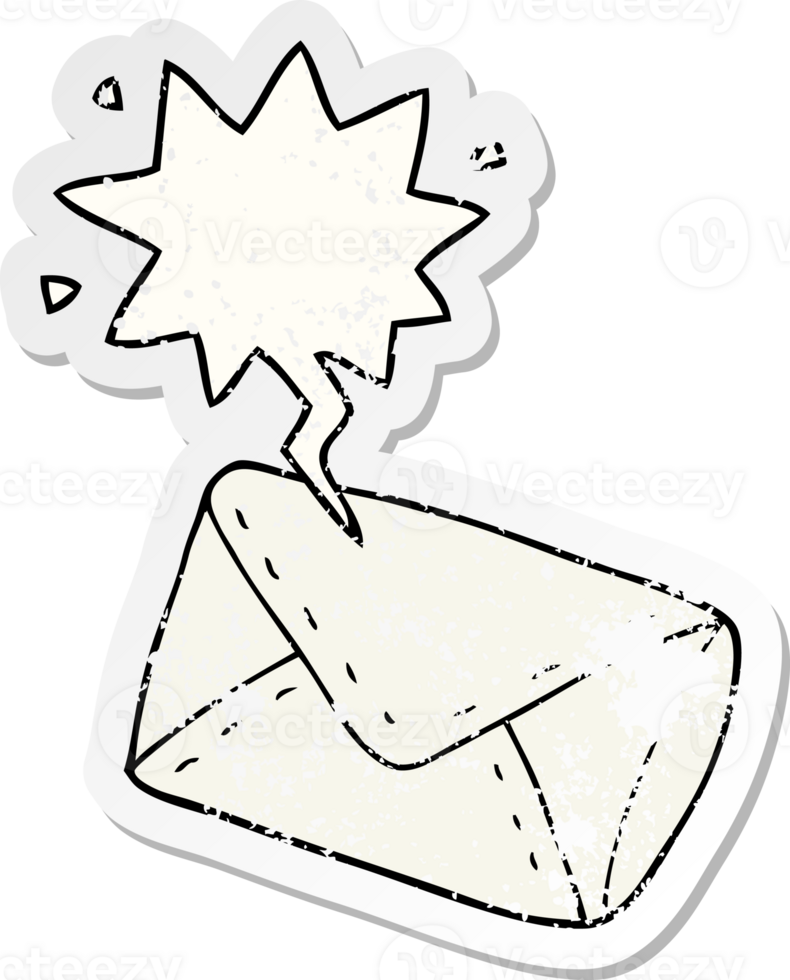 cartoon envelope with speech bubble distressed distressed old sticker png