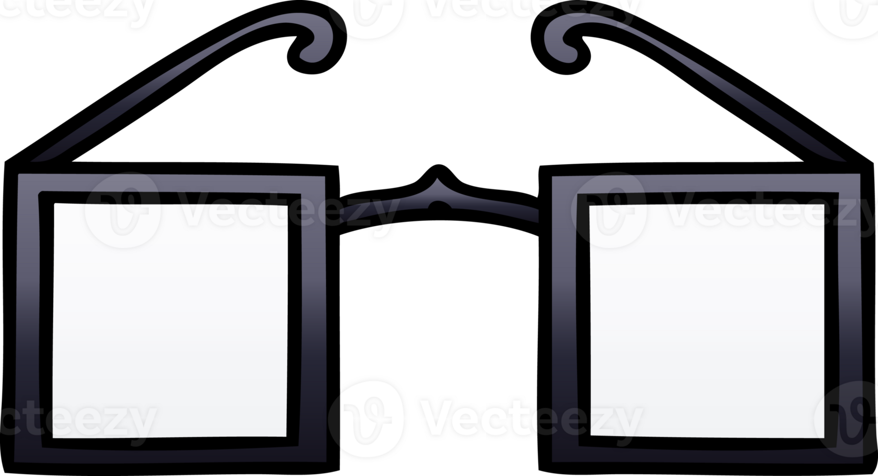 gradient shaded cartoon of a square glasses png