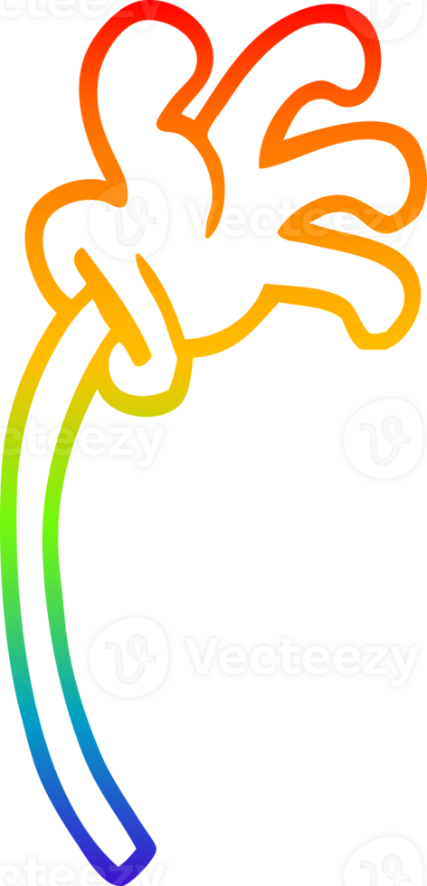 rainbow gradient line drawing of a cartoon hand gesture png