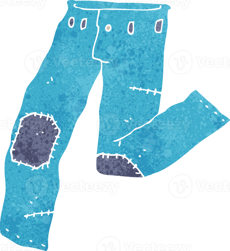 cartoon patched old jeans png