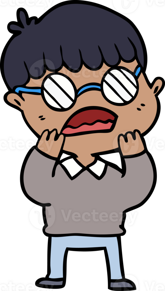 cartoon shocked boy wearing spectacles png