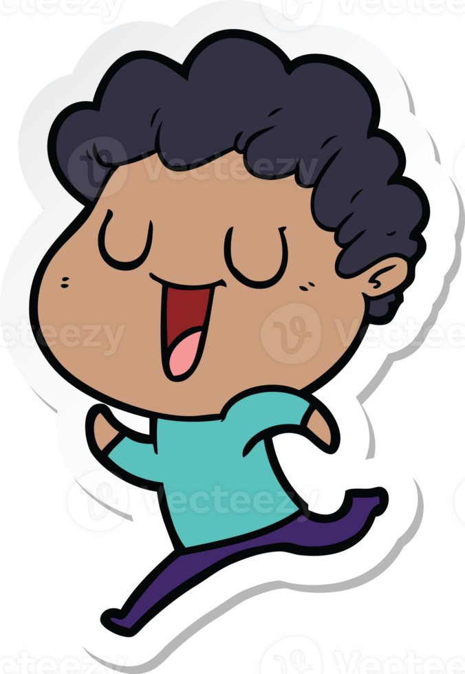 sticker of a laughing cartoon man running png