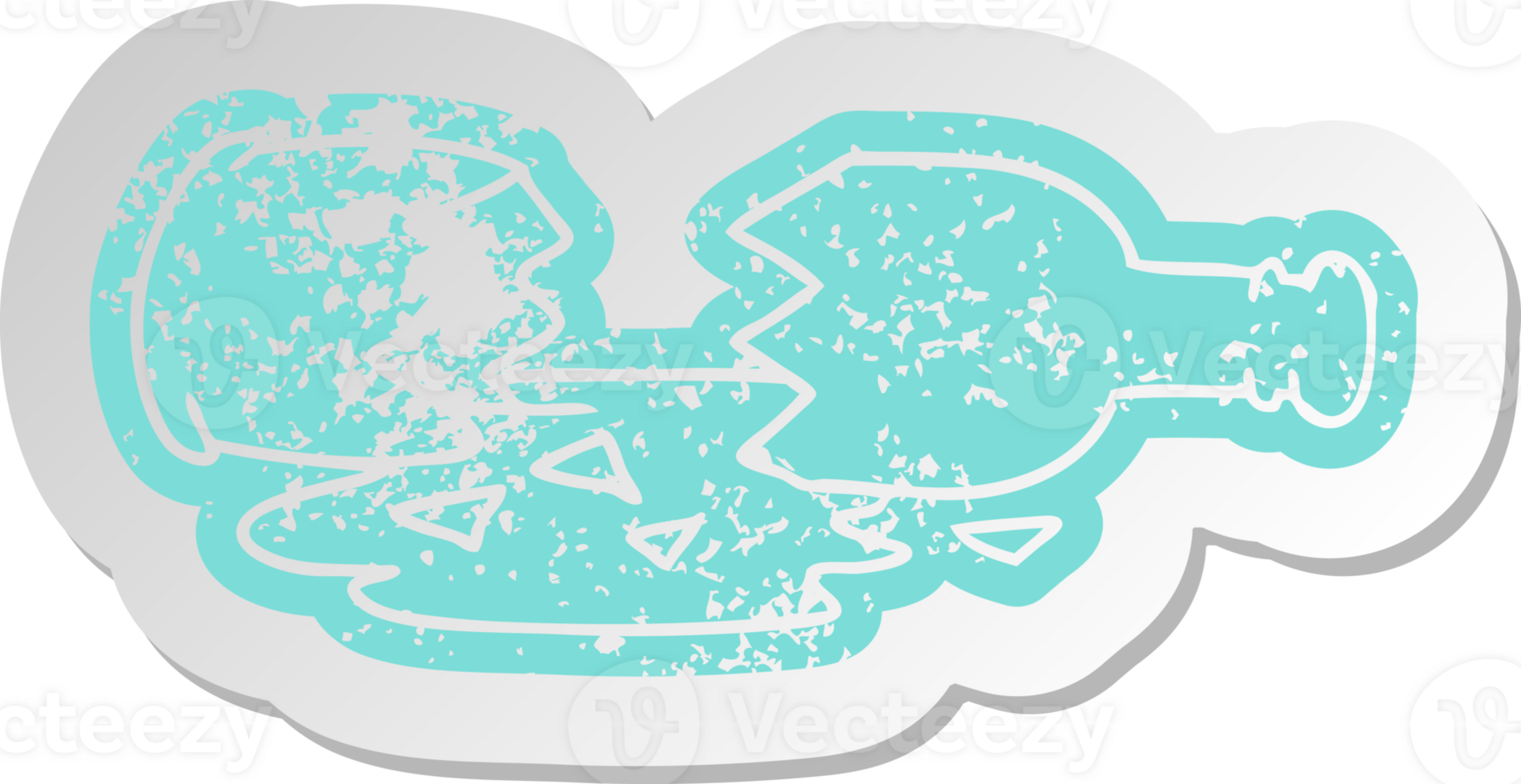 distressed old cartoon sticker of a broken bottle png