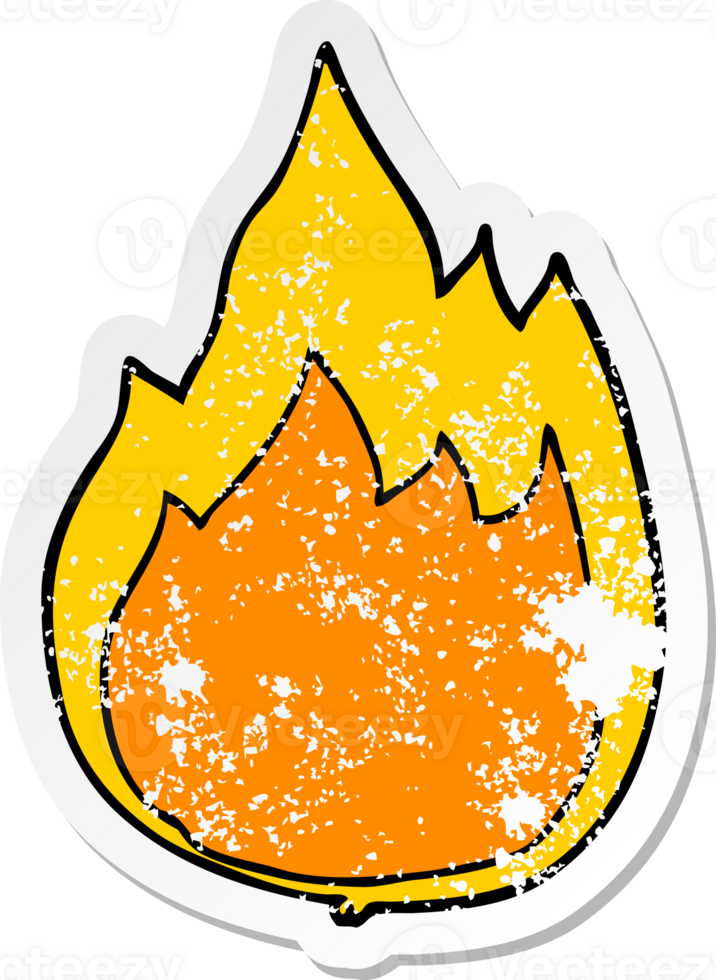 distressed sticker of a cartoon fire png