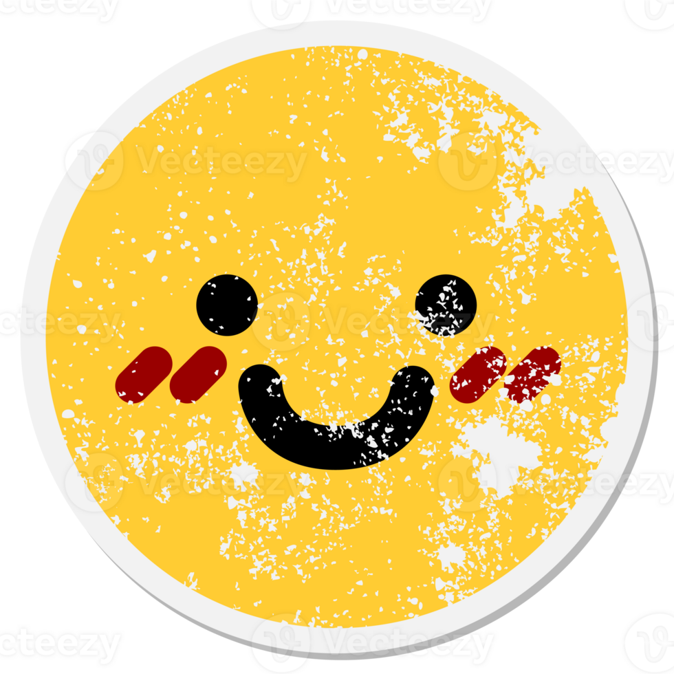 blushing happy face circular sticker png