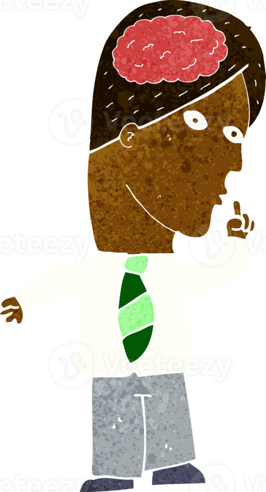 cartoon businessman with huge brain png