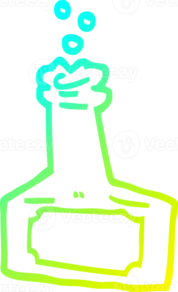cold gradient line drawing of a cartoon bubbling bottle png