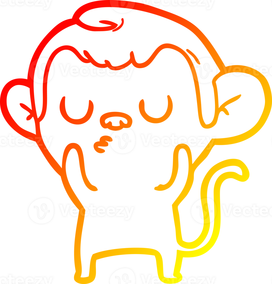 warm gradient line drawing of a cartoon monkey png